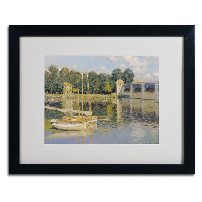 «The Bridge at Argenteuil» par Claude Monet - reproduction d'art sur toile, H 16 po x l 20 po x P 0,5 po, Noir