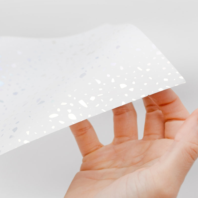 Edin Terrazzo Holographic Glitter Wall Tile Sticker Set - 15cm (6inch), White