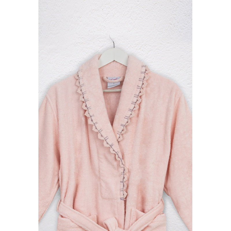 Peignoir 100% coton mi-mollet avec poches, P / M