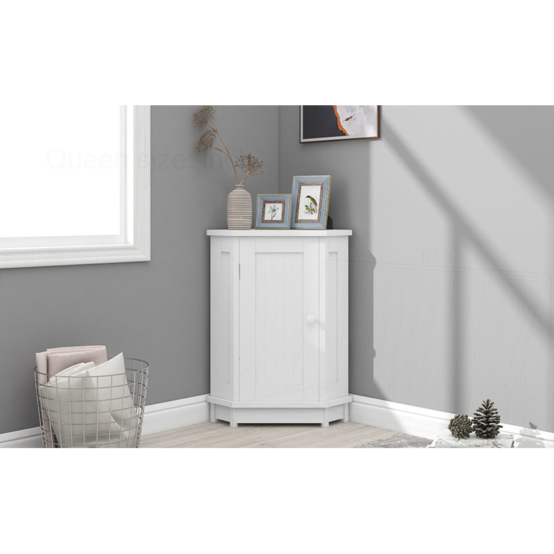 Armoire de salle de bain d'angle avec tablette réglable, Blanc