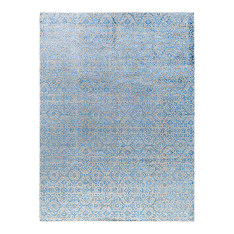 Tapis unique noué à la main beige Lynze 9 pi 3 po x 12 pi 4 po