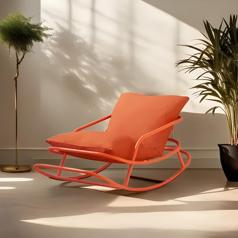 Chaise berçante confortable, Orange-rouge