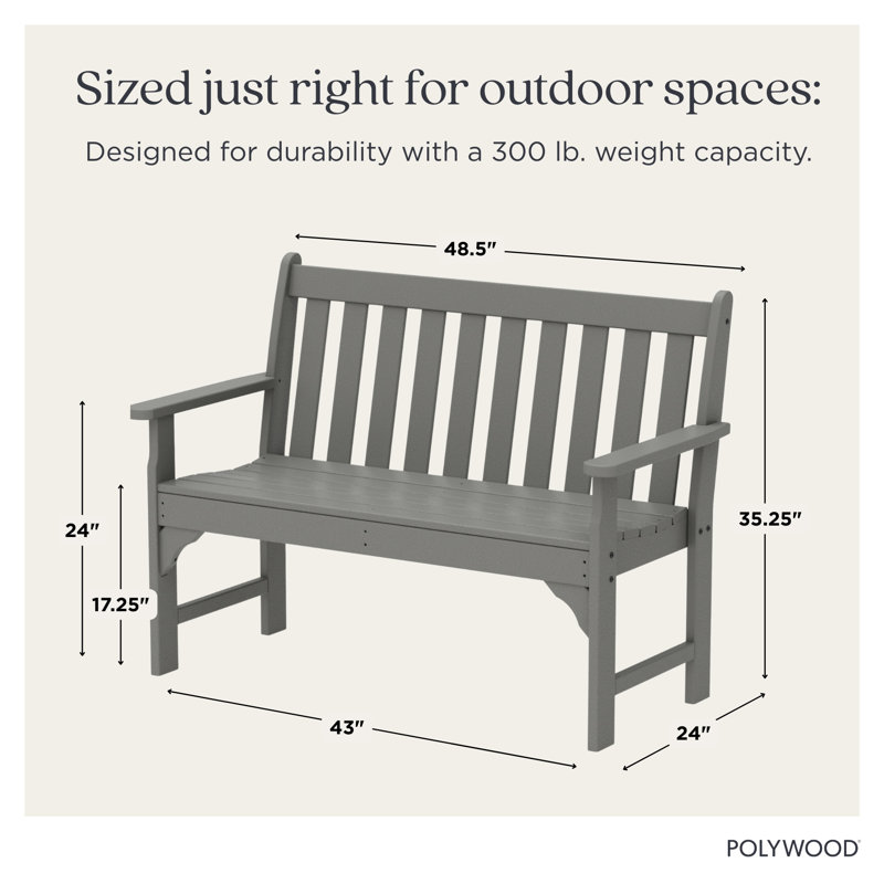 Banc de patio POLYWOOD Vineyard, H 35,25 po x l 48 po x P 24 po, Gris ardoise