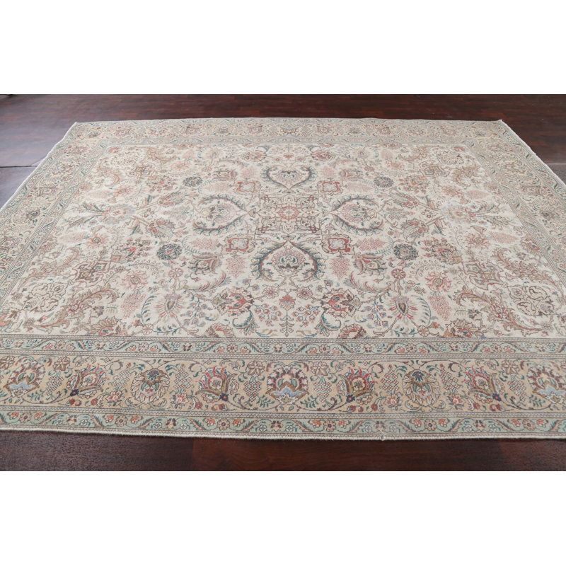 Tapis persan Mri Tabriz patiné délavé noué à la main 8 x 11