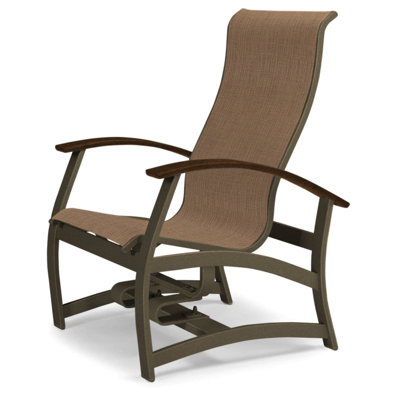 Askar Swivel Powder Coated Aluminum Outdoor Lounge Chair, Pecan Sunbrella®, Kona P10, Textured Beachwood