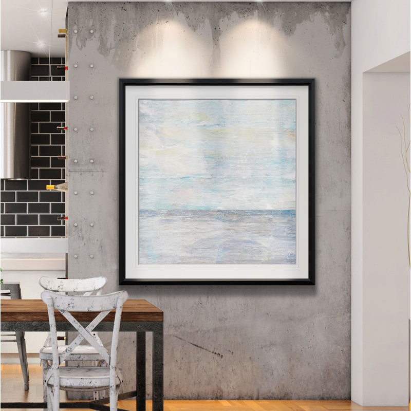 « côtier tile », peinture, H 28 po x l 28 po x P 1,5 po, Cadre noir