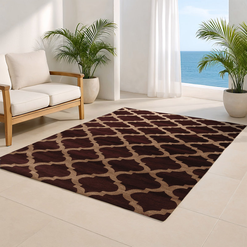 Trellis Black Indoor and Outdoor Area Rug, Rectangle 2' x 3'