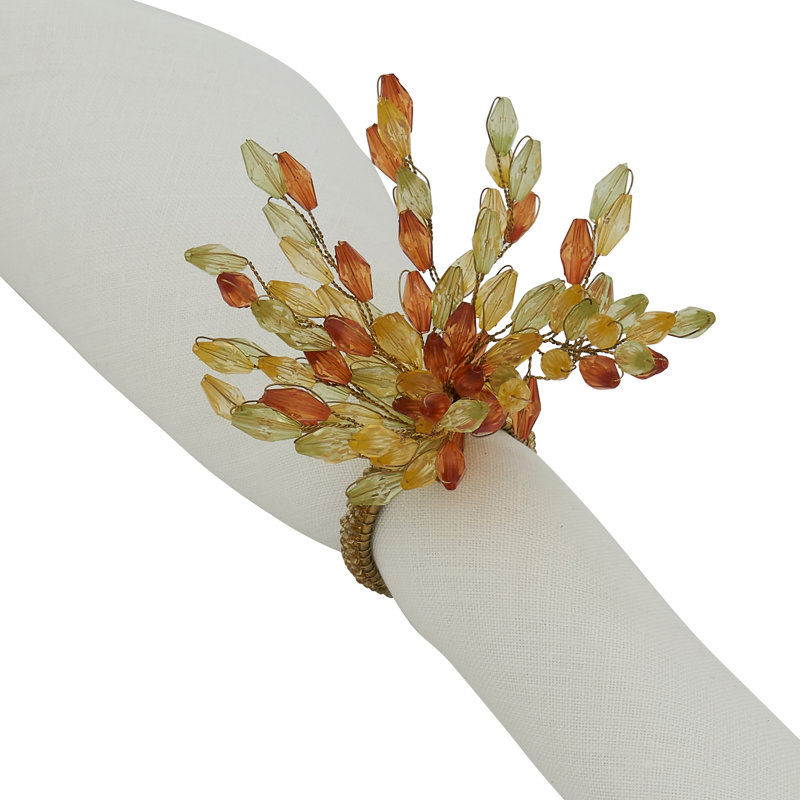 Rond de serviette fleur perlée, Multi
