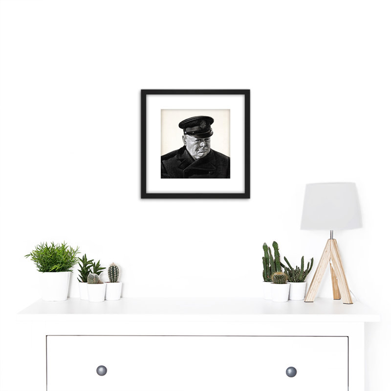 Stone Portrait UK Prime Minister Winston Churchill - Single Picture Frame Painting