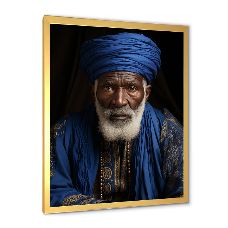 Portrait arabe berbère dans l'atlas I, H 32 po x l 16 po x P 1 po, Cadre doré simple