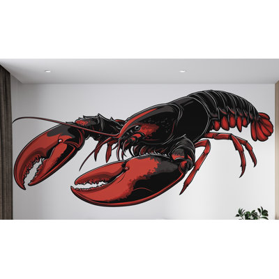 Autocollant mural Homard, Décoration murale Homard rouge et noir, Décoration pour restaurant de fruits de mer, Décoration murale pour cuisine bord de mer, Décoration nautique pour maison de plage 368 g