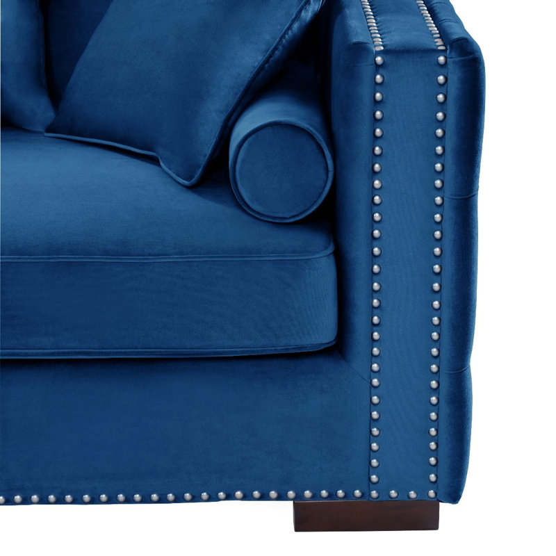 Angelina 4 Seater Velvet Corner Sofa , Blue