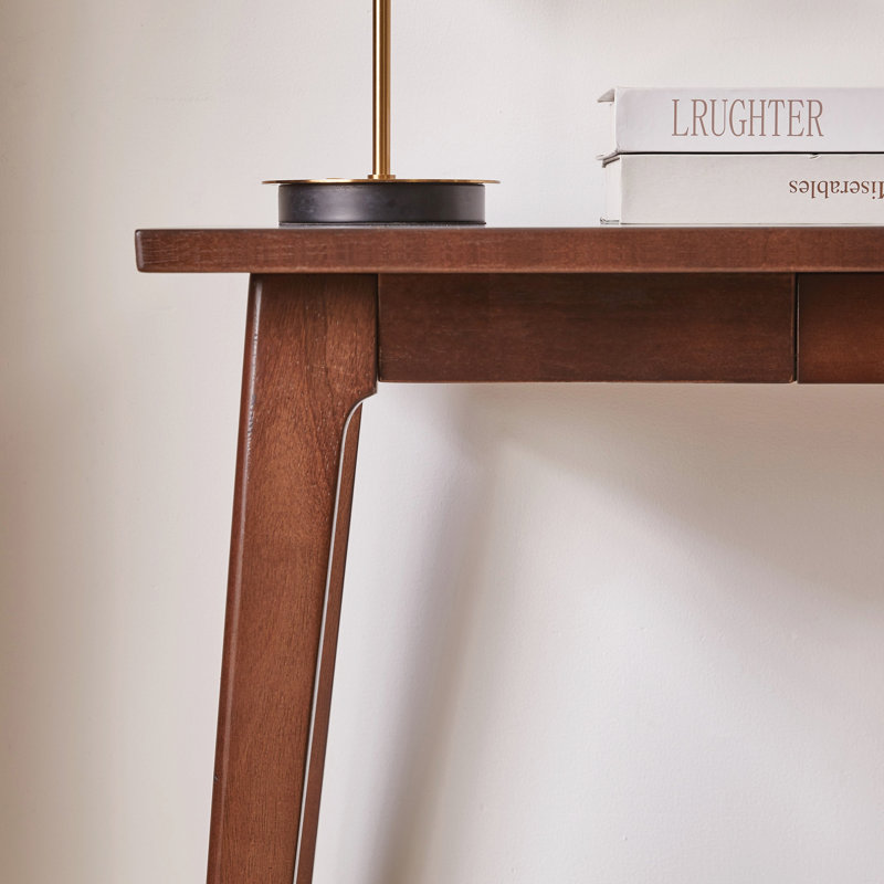 Bureau d'étude polyvalent pour étudiant, 100 % bois massif, table d'ordinateur longue avec tiroir et tablette de rangement