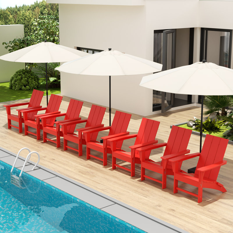 Joubert Foldable Outdoor Adirondack Set, Red