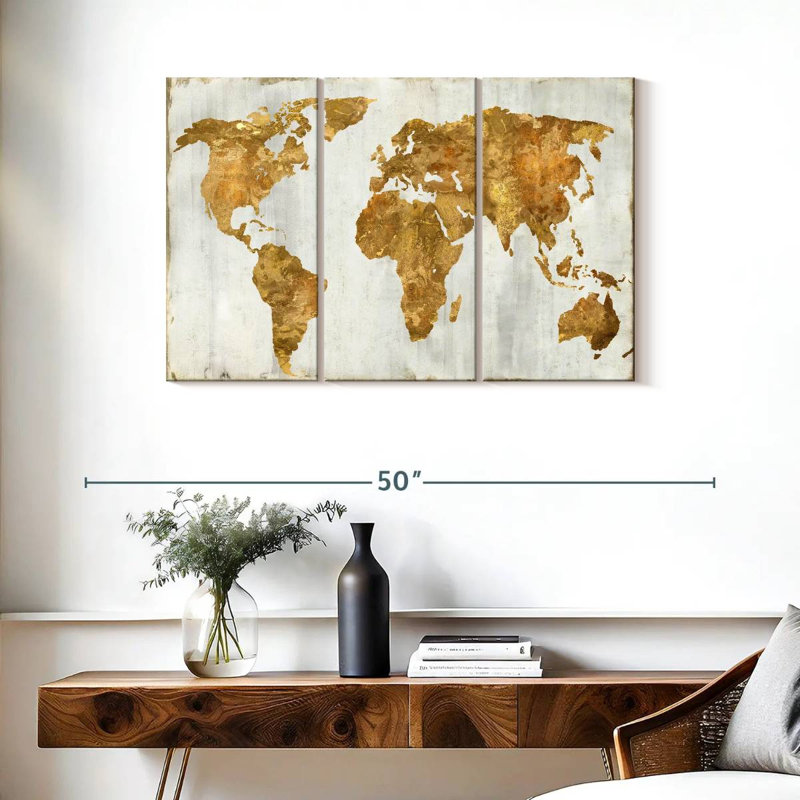 Aliaz The World In Gold, 24" H x 38" W