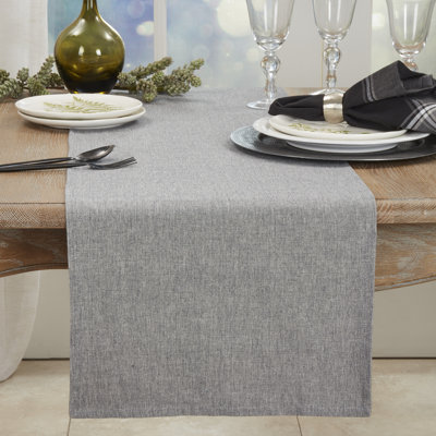 Chemin de table en coton gris uni l 16 po x L 72 po