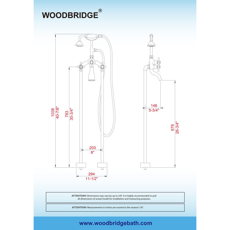 Ember 3 Handle Bathroom Clawfoot Tub Faucet with Diverter, Oil Rubbed Bronze