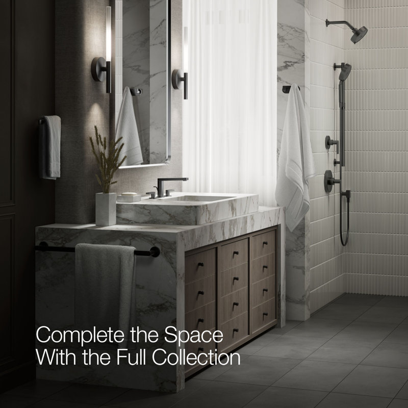 Composed Widespread Bathroom Faucet with Drain Assembly, Matte Black