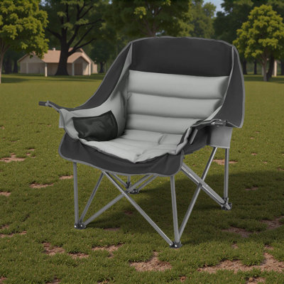 Oversized Camping Chairs, 450 lbs Heavy Duty Support, Portable Padded Folding Camp Chairs with Dual Cup Holders & Wine Glass Holders