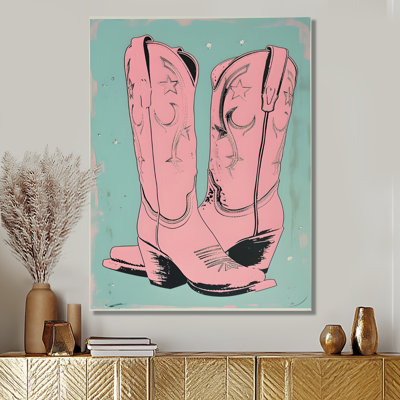 Illustration de bottes de cow-boy roses - impression d'art mural
