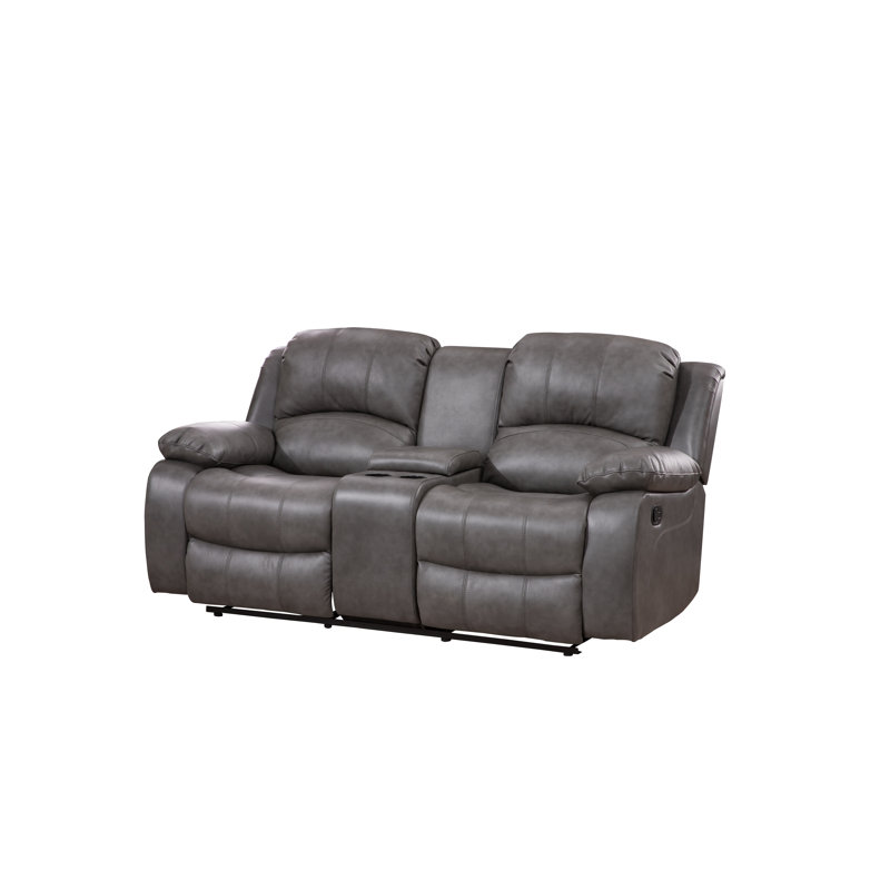 Convergent Faux Leather Reclining Loveseat, Manual, Gray