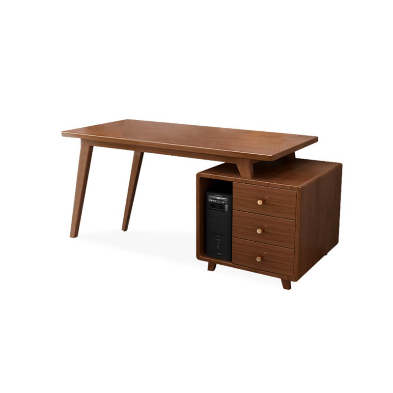 Bureaux rectangulaires en bois massif 55,12 po, Retour à droite, Brun