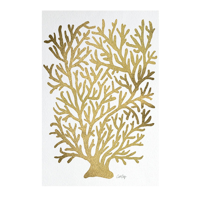 Gold Coral 1 Piece Wrapped Canvas Wall Art, 20.32 cm H x 30.48 cm W