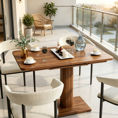 Modern Rectangular Expandable Dining Table, Extendable Kitchen Dinner Table for Small Space Home and Commercial Restaurant