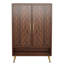 Armoire à chaussures en bois noyer et or 31,5 po avec portes et rangement pour chaussures