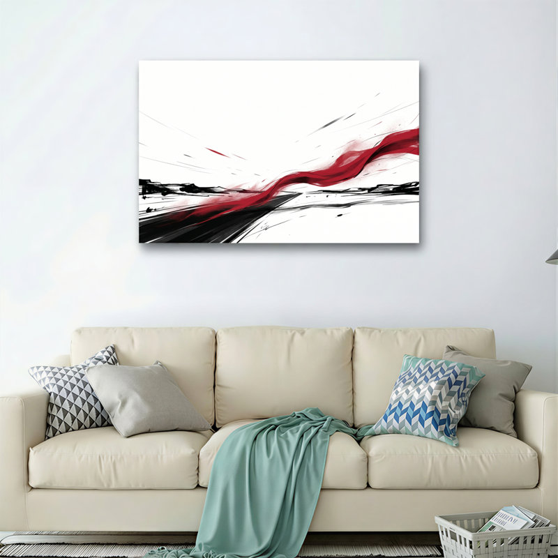 Ensemble de 1 tableau abstrait à motif vague sur toile, 16"H x 24"W, Toile tendue
