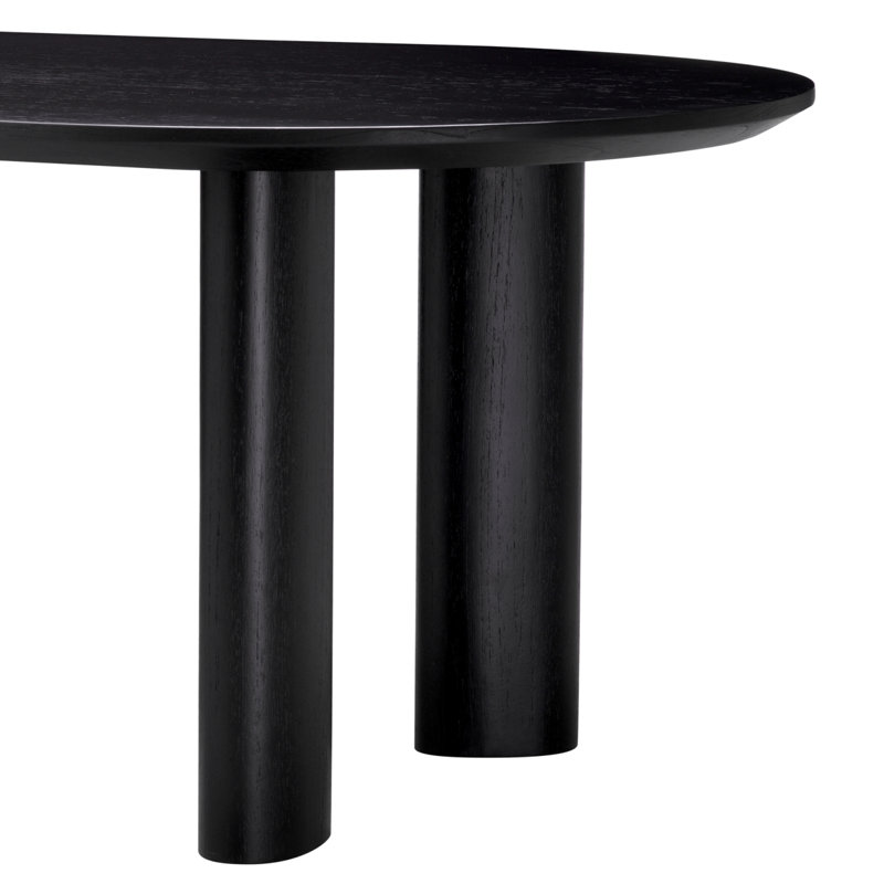 Dining Table Mogador S Black Veneer - Legs, Black, 30.31" H x 96.06" L x 43.11" W 
