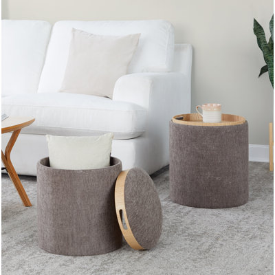 Repose-pieds rond avec rangement 15,5 po Alvena