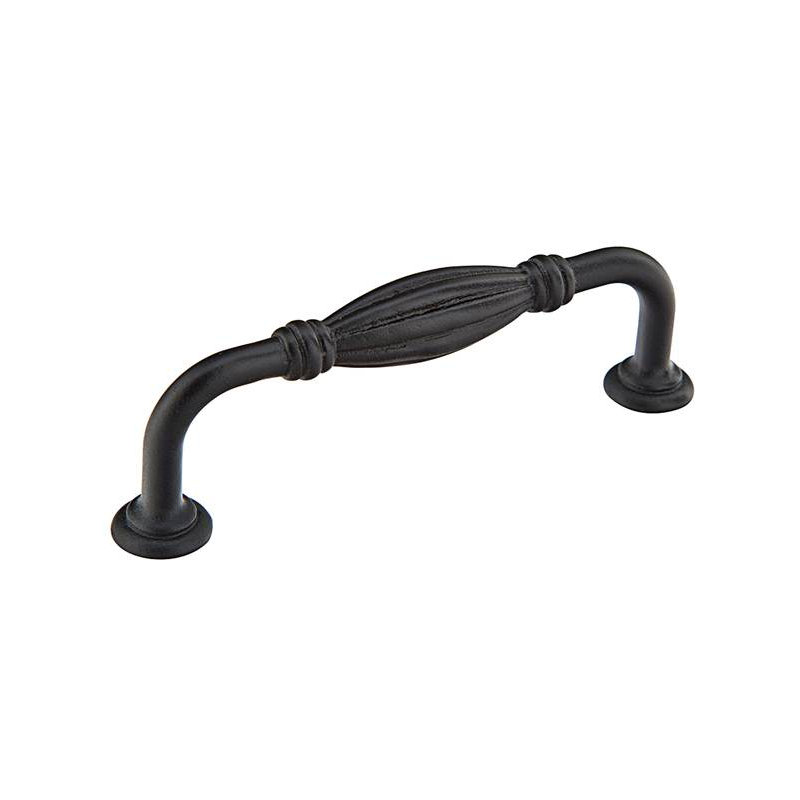 Tuscany Fluted Fixed 6" Center to Center Arch Pull, Flat Black Bronze Patina, 4"