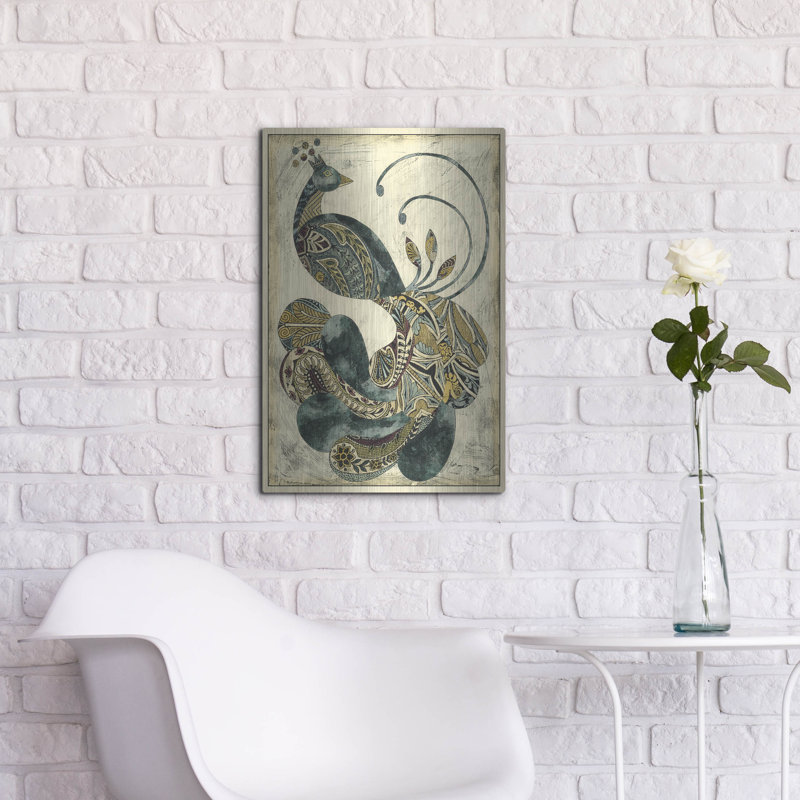  «Royal Peacock 1» par Chariklia Zarris, art mural en métal, 16 po x 24 po, H 24 po x l 16 po