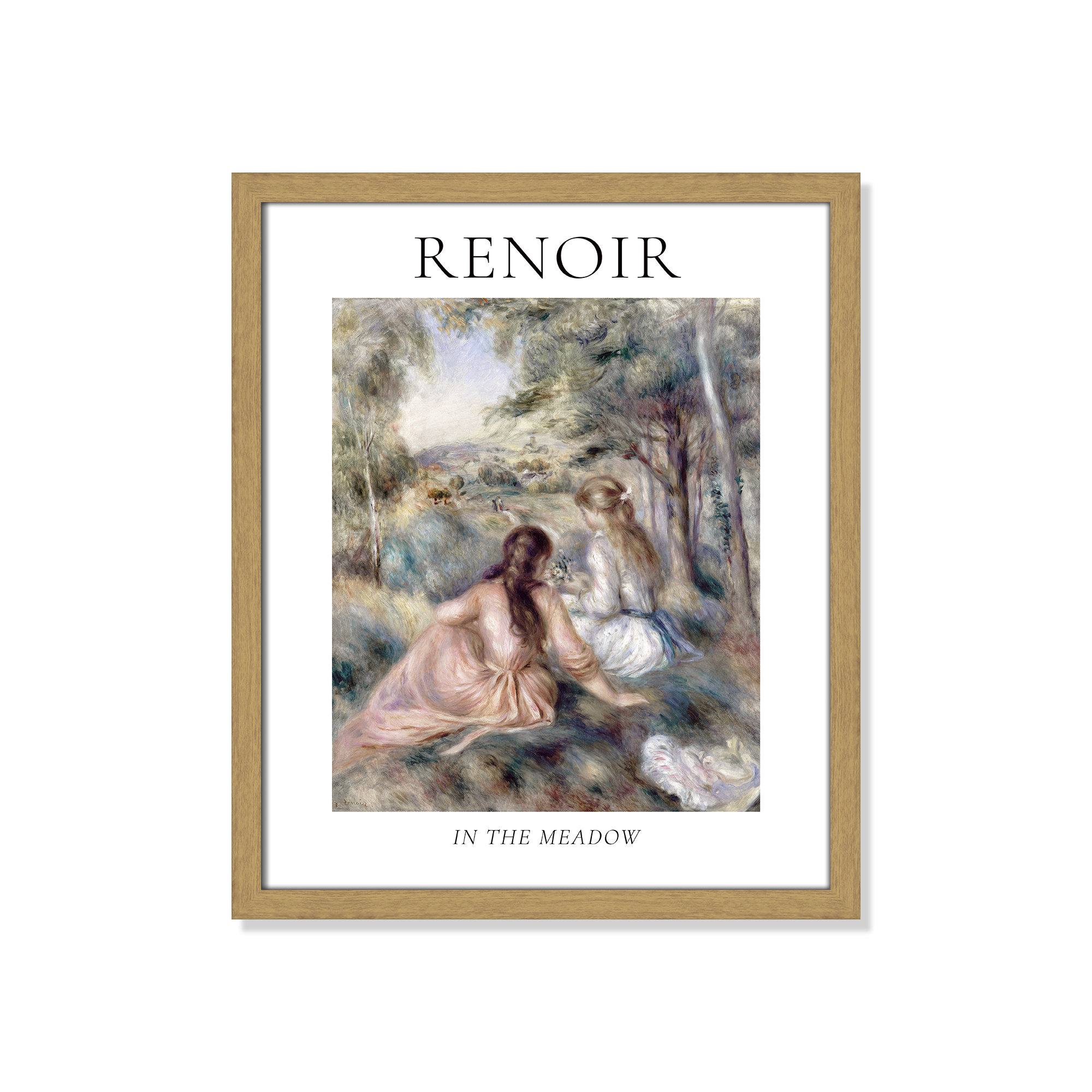 Old Masters Collection " In The Meadow " by Auguste Renoir, Natural Single Picture Frame, No, 19" H x 16" W x 0.75" D