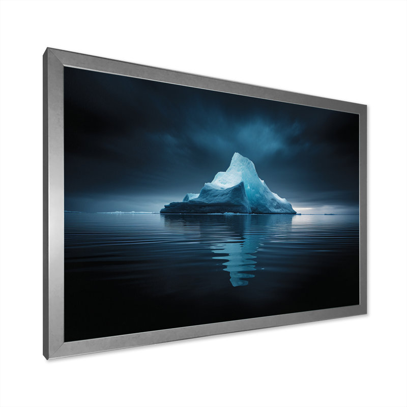 " Blue Black Iceberg Frozen Embrace ", H 12 po x l 20 po x P 1 po, Cadre simple argenté