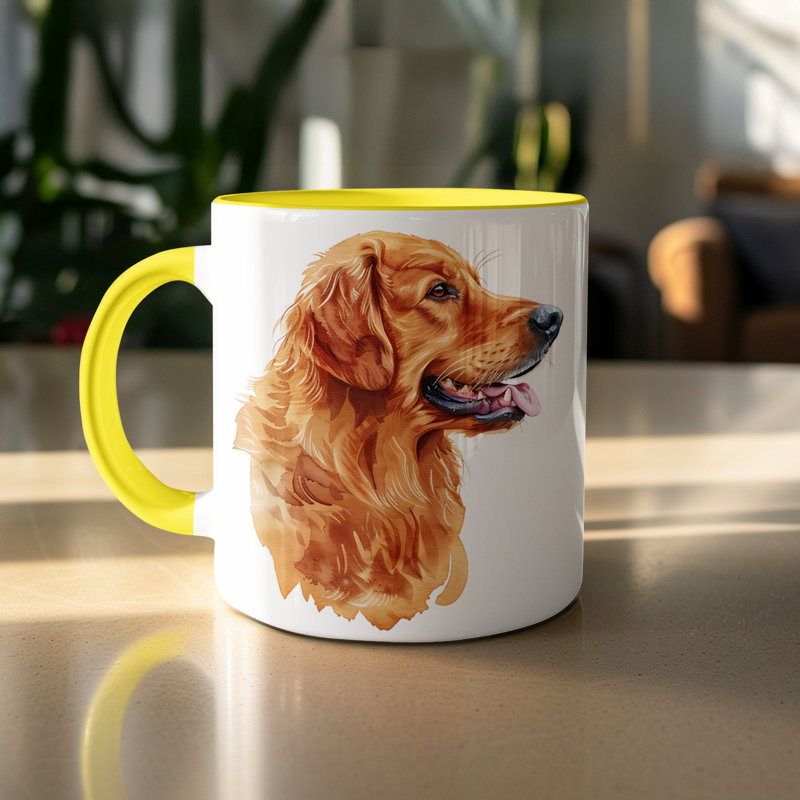 Ceramic Coffee Mug, Yellow, 3