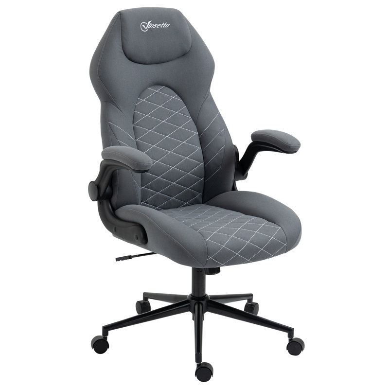 Chaise de bureau à haut dossier avec accoudoirs rabattables, chaise d'ordinateur pivotante à hauteur réglable et fonction d'inclinaison