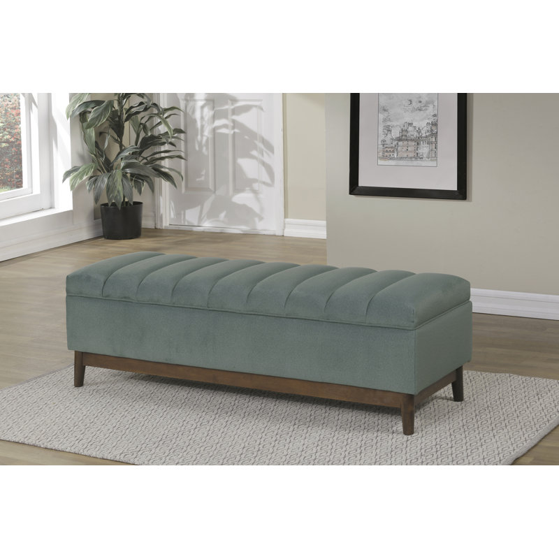 Brooke Channel Tufted Lift Top Storage Bench, Geen