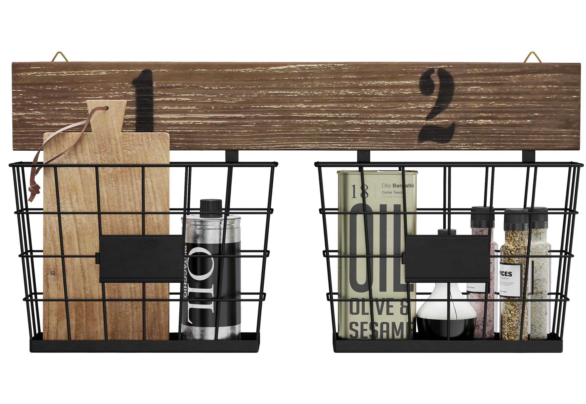 Gracie Oaks Moncrief Wall Organizer with Wall Baskets & Reviews | Wayfair