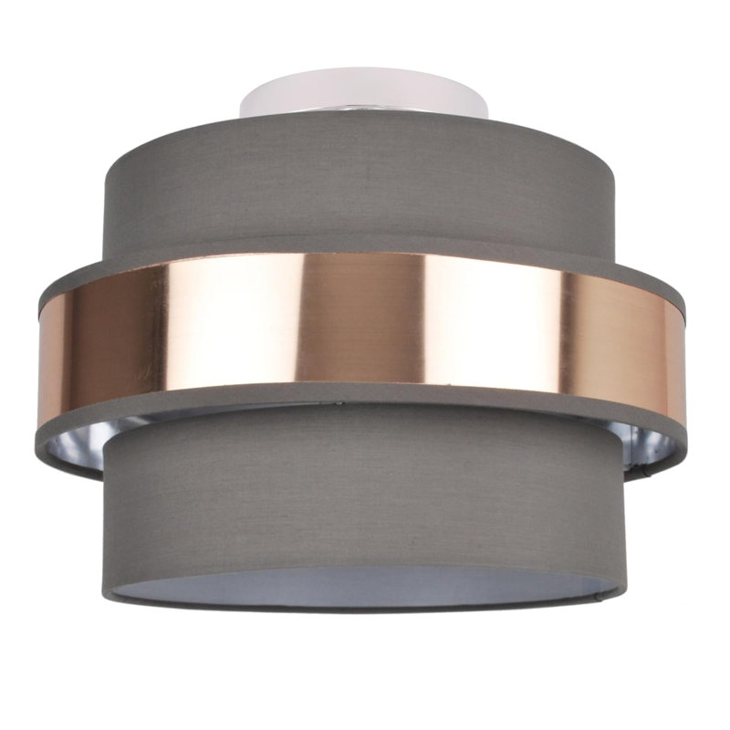 Tryon Fabric Semi Flush Mount, Grey/Brush Copper