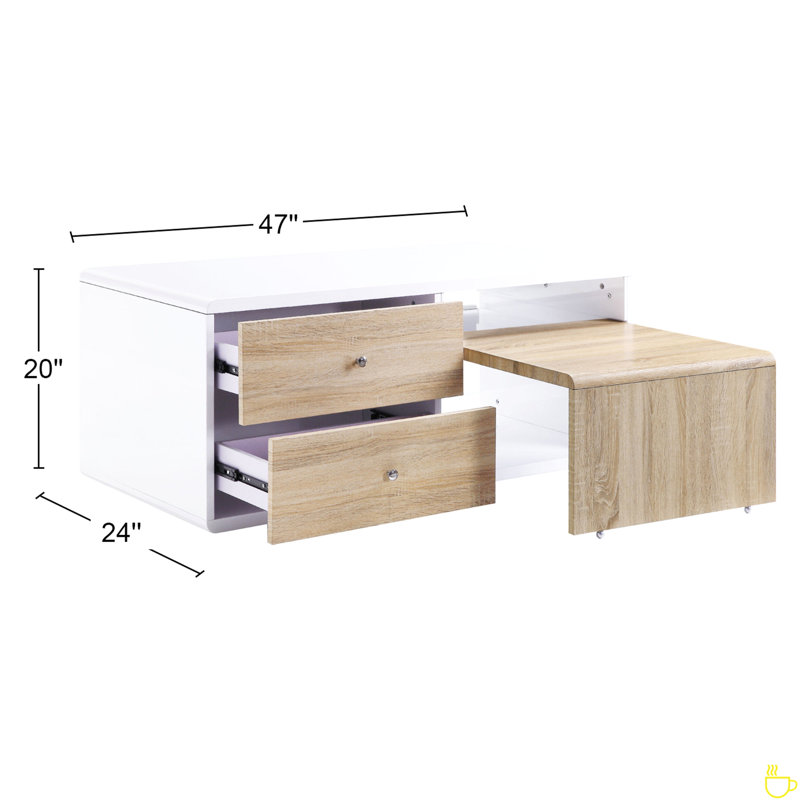 Table basse rectangulaire avec table coulissante