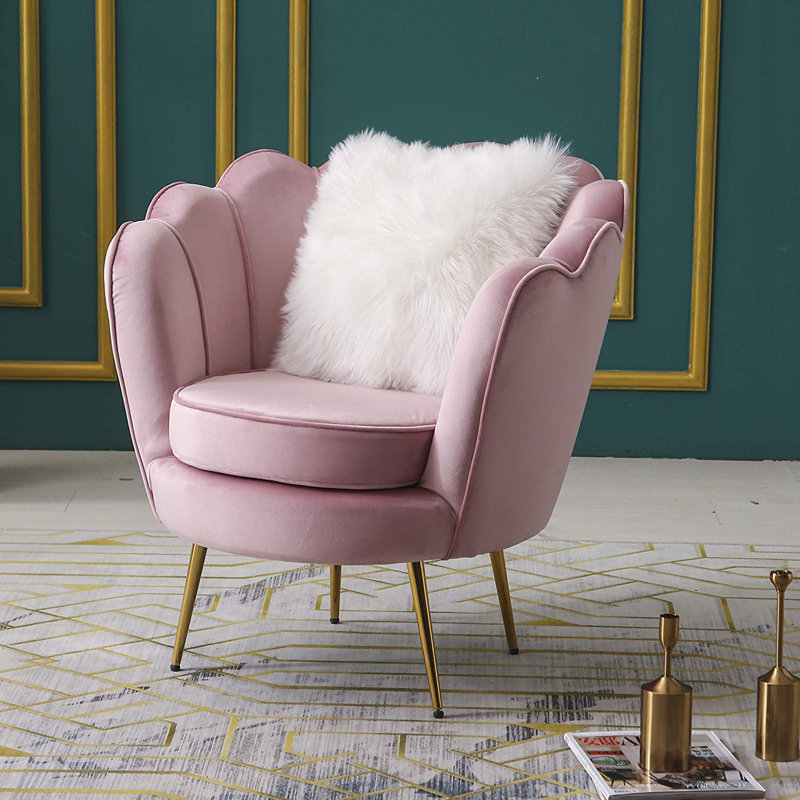 Lipscomb Upholstered Barrel Chair, Pink