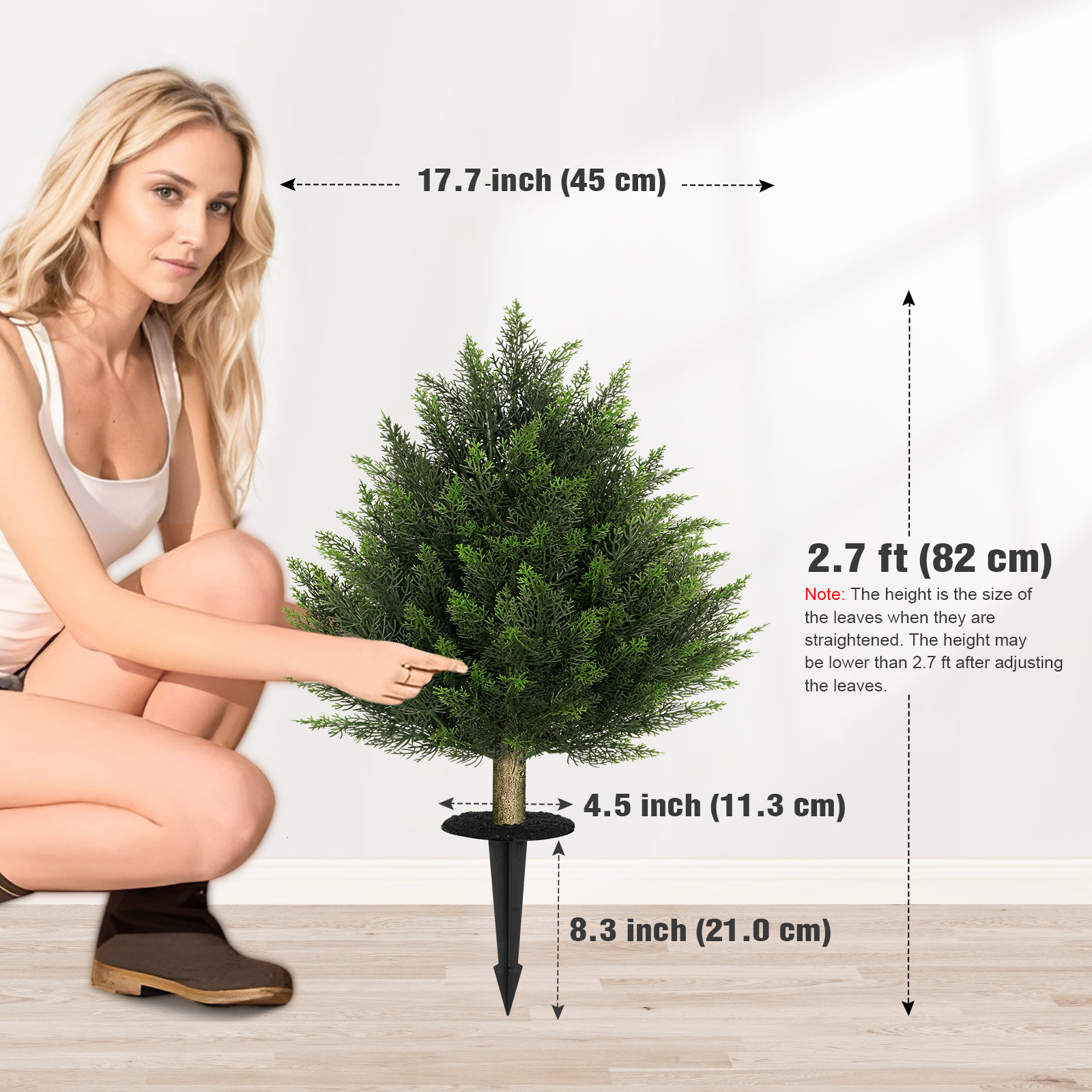 Artificial Simulation Cedar Suit Tower Shaped Leaf Fake Tree, 32.4" H x 17.7" W x 17.7" D