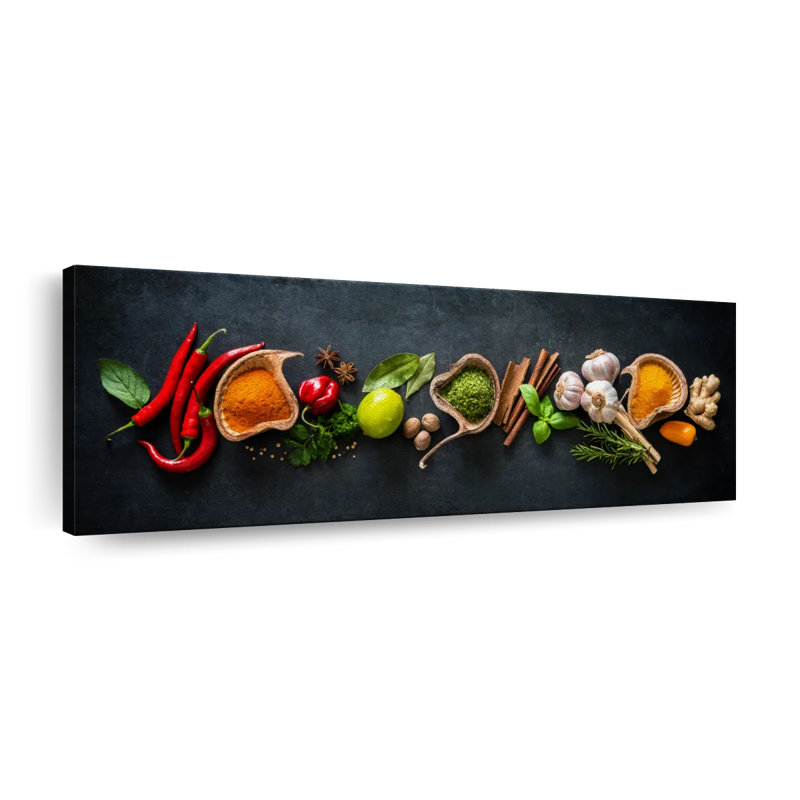 «Spices For Cooking», reproduction sur toile, H 14 po x l 42 po x P 1,25 po