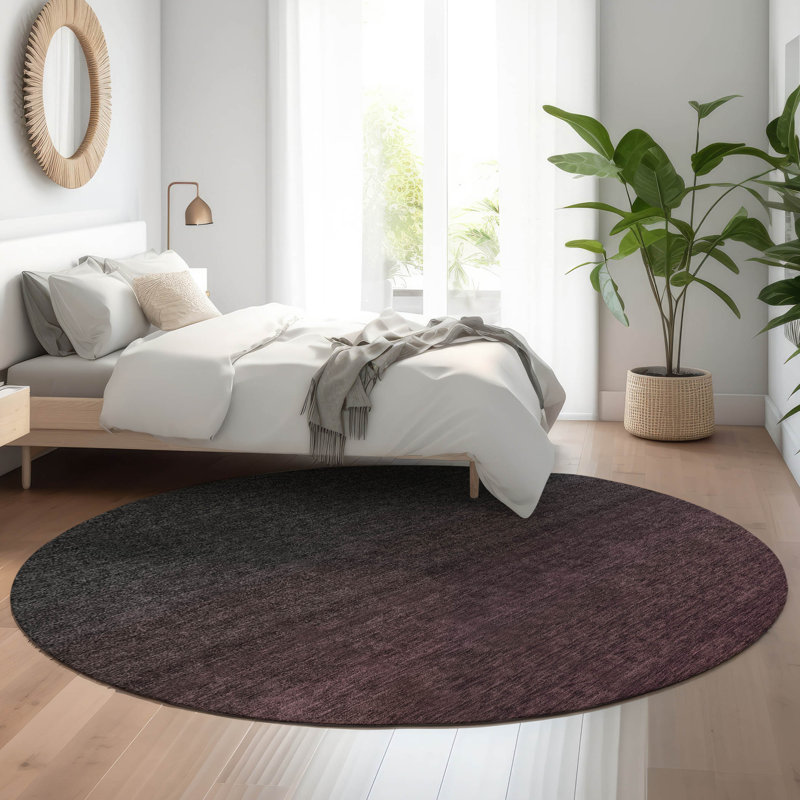 Premium Machine Washable Prisco Merlot Rug, Round 8'