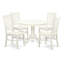Ensemble de salle à manger 5 pièces comprenant une table ronde avec piédestal et 4 chaises de cuisine, lin blanc-595821070-547308842