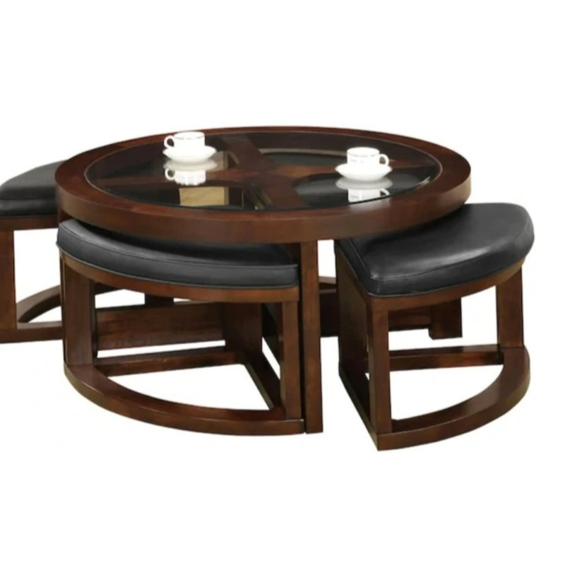 Ensemble de table basse avec repose-pieds en verre