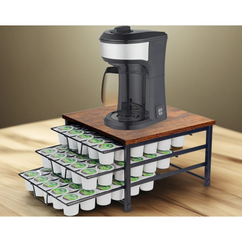 Organisateur de tiroir de rangement à 3 niveaux pour capsules de café avec plateaux coulissants, pouvant contenir 90 capsules K-Cups pour la cuisine à domicile ou le comptoir de bureau, structure en acier robuste