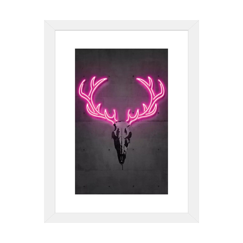 « Deer Skull » par octave Mielu-impression d’art graphique, Papier encadré blanc, Blanc, H 24 po x l 16 po x P 1 po